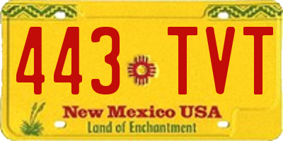 NM license plate 443TVT