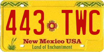 NM license plate 443TWC
