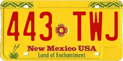 NM license plate 443TWJ