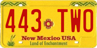 NM license plate 443TWO