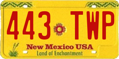 NM license plate 443TWP