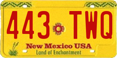 NM license plate 443TWQ