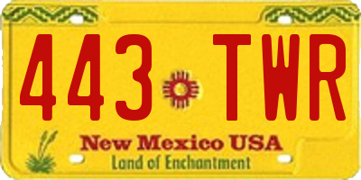 NM license plate 443TWR