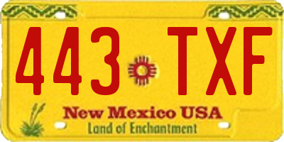 NM license plate 443TXF
