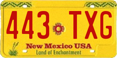 NM license plate 443TXG