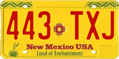 NM license plate 443TXJ
