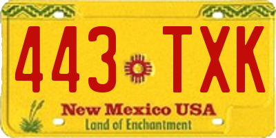 NM license plate 443TXK