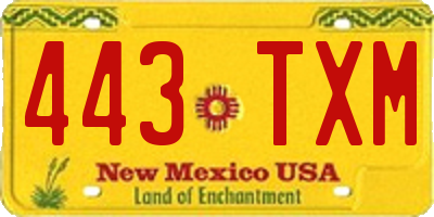 NM license plate 443TXM