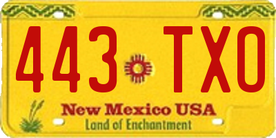 NM license plate 443TXO