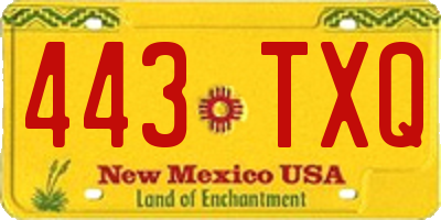NM license plate 443TXQ