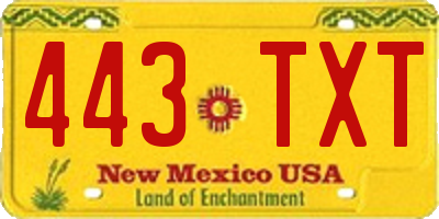 NM license plate 443TXT