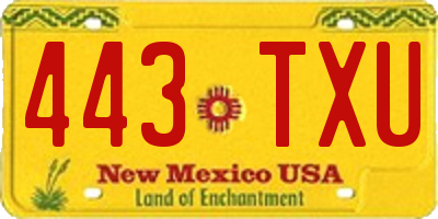 NM license plate 443TXU