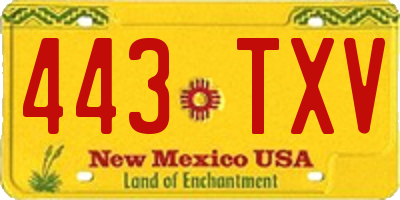 NM license plate 443TXV