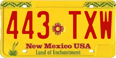 NM license plate 443TXW