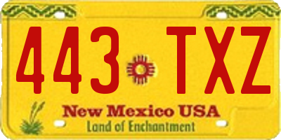 NM license plate 443TXZ