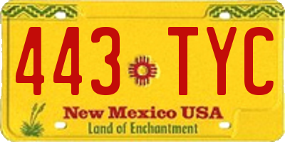 NM license plate 443TYC