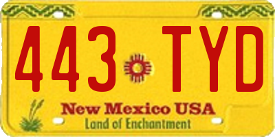 NM license plate 443TYD