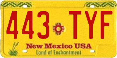 NM license plate 443TYF