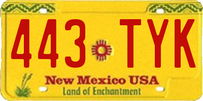 NM license plate 443TYK