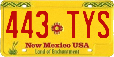 NM license plate 443TYS