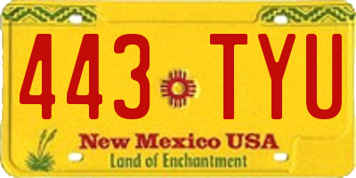 NM license plate 443TYU
