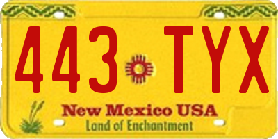 NM license plate 443TYX