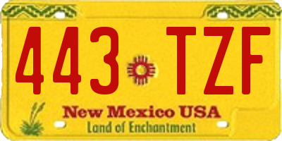 NM license plate 443TZF