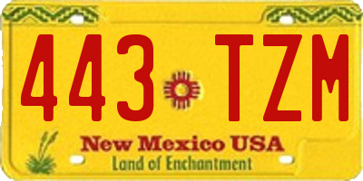 NM license plate 443TZM