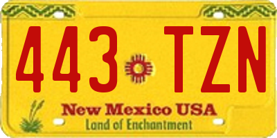 NM license plate 443TZN