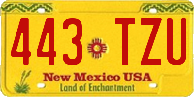 NM license plate 443TZU