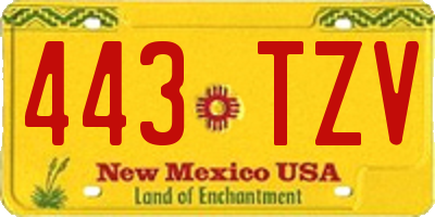 NM license plate 443TZV