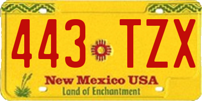 NM license plate 443TZX