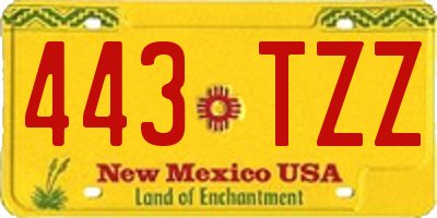 NM license plate 443TZZ