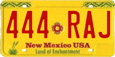 NM license plate 444RAJ