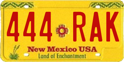 NM license plate 444RAK