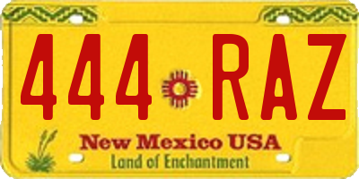 NM license plate 444RAZ