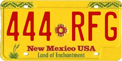 NM license plate 444RFG