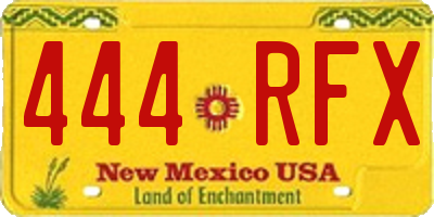 NM license plate 444RFX