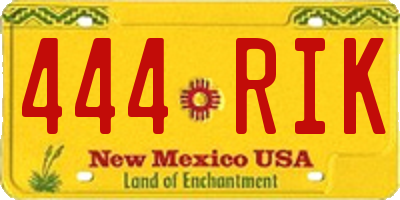 NM license plate 444RIK
