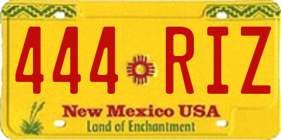 NM license plate 444RIZ