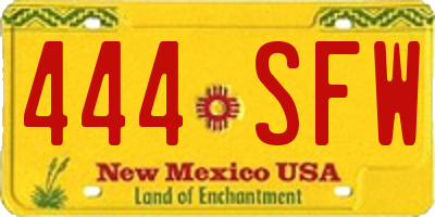 NM license plate 444SFW