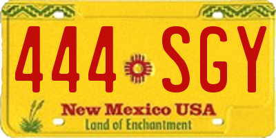 NM license plate 444SGY