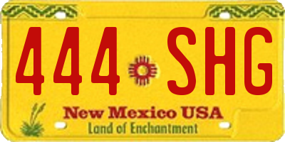 NM license plate 444SHG