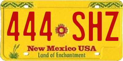 NM license plate 444SHZ