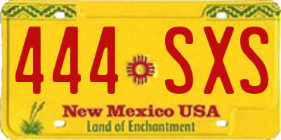 NM license plate 444SXS