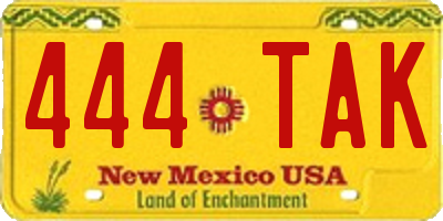 NM license plate 444TAK
