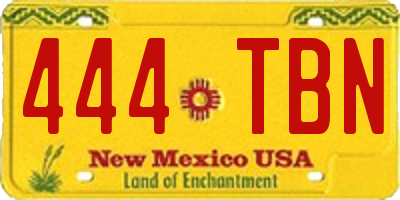 NM license plate 444TBN