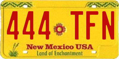 NM license plate 444TFN