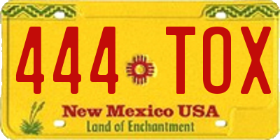 NM license plate 444TOX