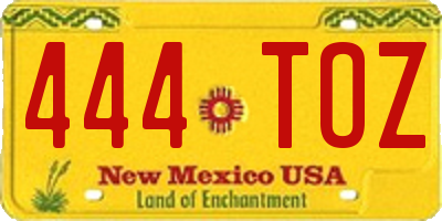 NM license plate 444TOZ